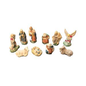 VTG Ceramic Nativity Set – 10 Hand‑Painted Figurines NIB – Christmas Scene